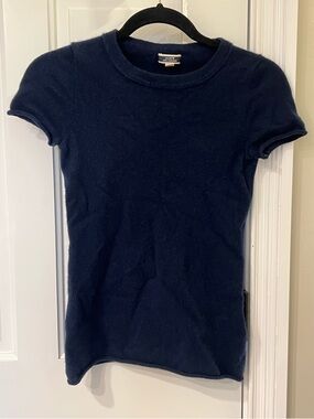 J. Crew Cashmere Short Sleeve Sweater Navy Blue XS